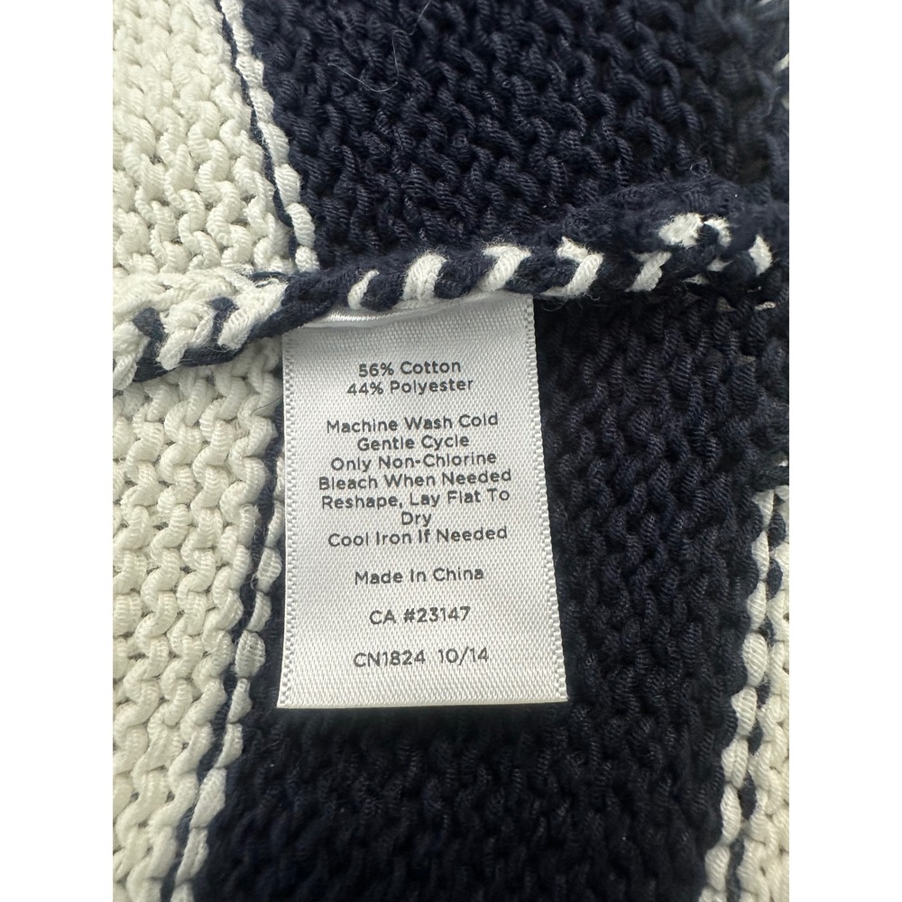 Talbots Women's Nautical Navy Blue & White Striped V-Neck Knit Sweater Size XL - Picture 4 of 5